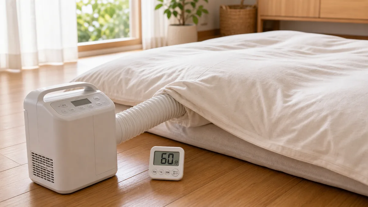 布団乾燥機で50℃以上・1時間加熱する