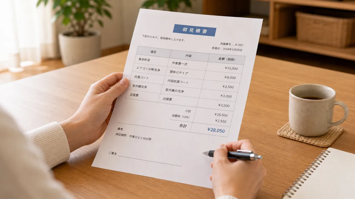 訪問見積もりを依頼し、書面で総額を確認する
